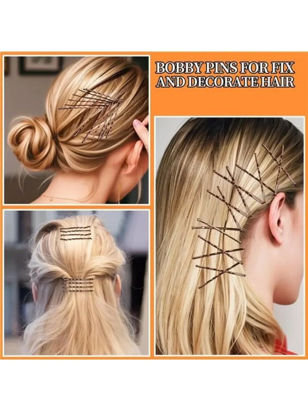 Bobby pins hair pins kit 300pcs brown clear bun pins hair bands for women